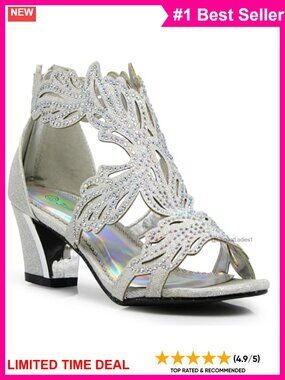 Womens Mid Heel Rhinestone Gladiator Sandal Wedding Shoes